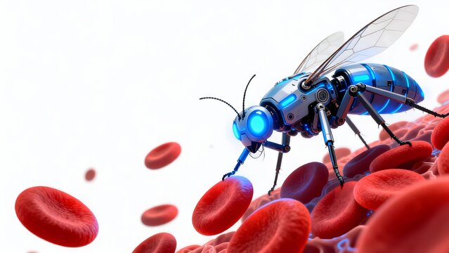 Robot insect on red blood cells