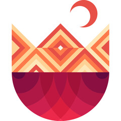 Geometric crown design with crescent moon © Vexels