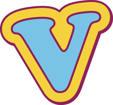 Bold and colorful letter v graphic design t-shirt design