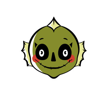 Whimsical green monster face t-shirt design