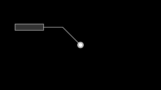 Technological HUD callous icon animation on black background, minimalist digital interface template with information box for high-tech data display.