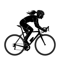 Fototapeta premium Female road cyclist racing silhouette endurance sports competition 