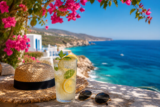 Summer tropical drink by the sea