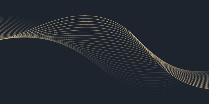 PrintAbstract geometric vector curve lines shape in premium gold color isolated on transtransparent background. Dinamic flowing gold gradient wave pattern. Vector llustration