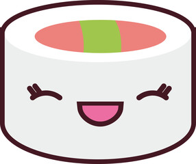 Playful sushi roll character design for apparel © Vexels