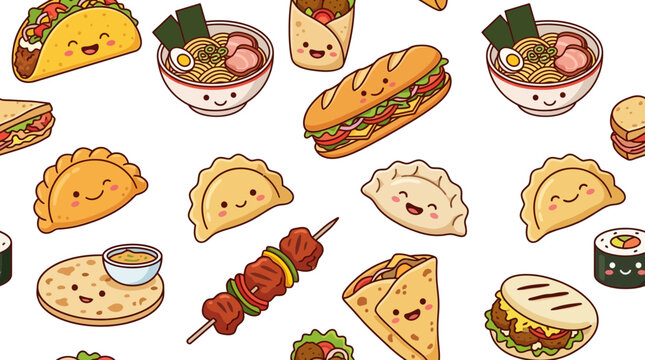 Vibrant Food Items Illustrated