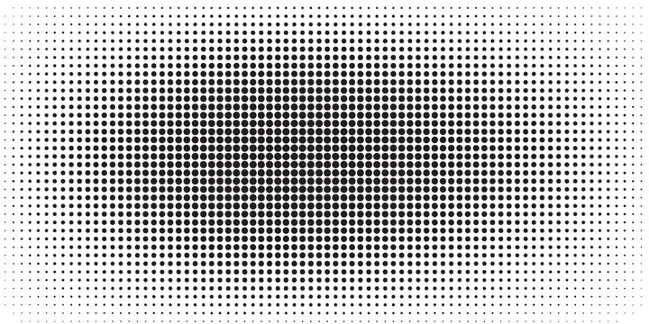 Dotted halftone gradient texture. Vanishing polka dot background. Repeating dots gradation pattern background. Black fading comic pop art overlay backdrop. Raster effect wallpaper. Vector halftone