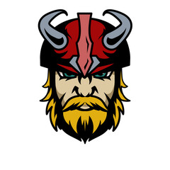 Fototapeta premium Bold viking-inspired warrior face graphic design