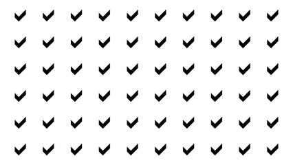 Black Check Mark Pattern on White Background - Collection of Tick Symbols for Success and Approval © Animation