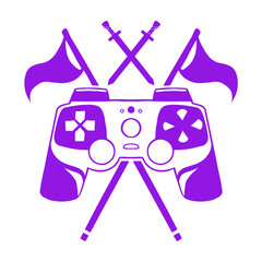 Stylized gaming controller with swords and flags design © Vexels