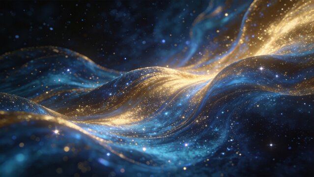Cosmic wave of blue and gold light