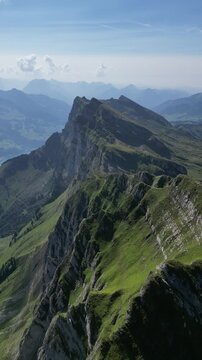 Swiss mountains, Churfirsten. Drone video