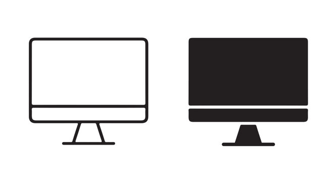 Minimal Desktop Computer Icon - PC Monitor and Workstation Symbol