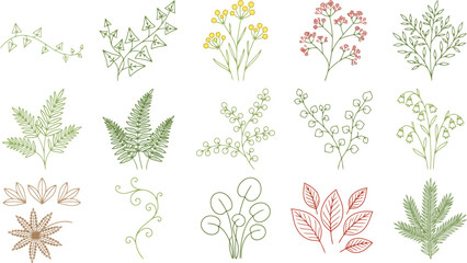 Hand Drawn Floral Botanical Branch and Leaf Vector Illustration Set for Wedding Invitations, Greeting Cards & Nature Branding (EPS) © Insa Batool