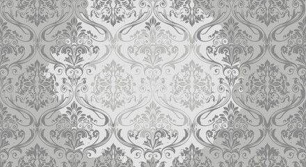 Obraz premium Gray ornate damask pattern texture.