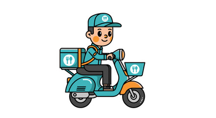 Fototapeta premium Delivery Rider on a Scooter.