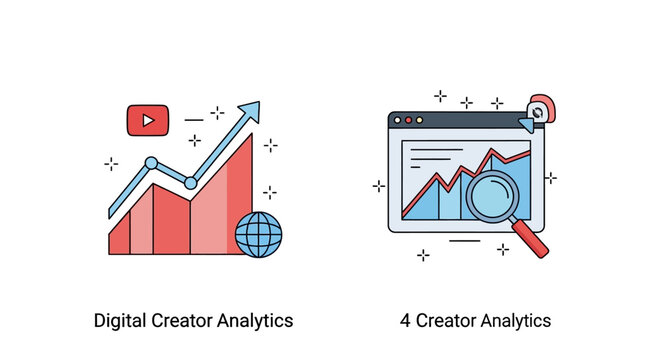 Digital Creator Analytics Graph Icon.