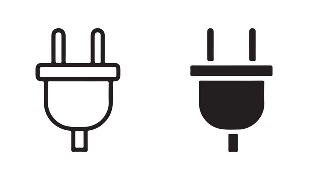 Minimal Power Plug Icon - Electrical Connection and Socket Symbol