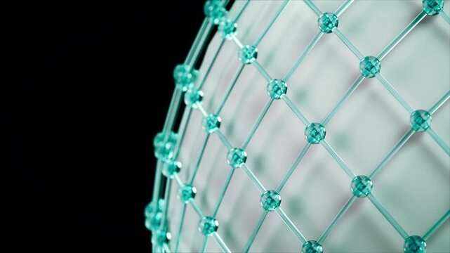Seamless loop of teal glass network with geometric structure