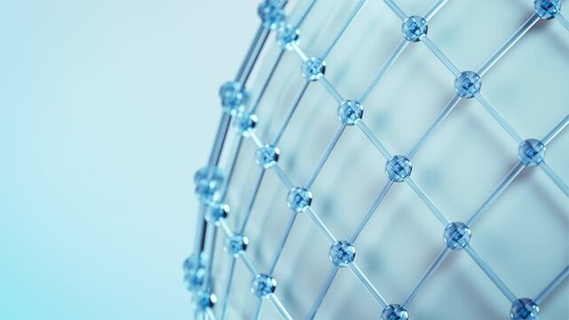 Seamless loop of light blue glass network with geometric structure