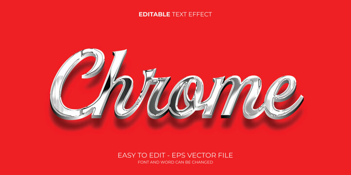 Chrome editable text effect, Script text style on red background