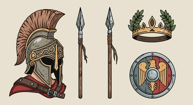 Ancient Roman Gladiator Helmet Armor.