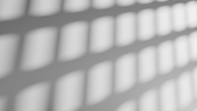 Sunlight casting window shadow overlay on wall. Geometric grid blurred gobo light.
