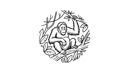 Orangutan Wildlife Illustration Icon on PNG Background, orangutan icon, wildlife icon, animal illustration, primate icon, ape illustration, forest animal, jungle wildlife, resting orangutan,  © TalalAhmad