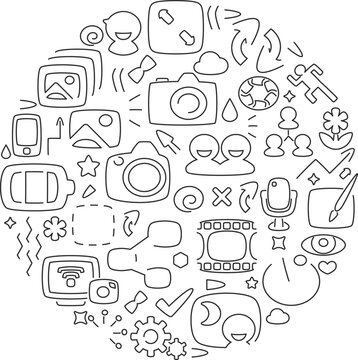 Multimedia Camera Equipment and Full Frame Central Circle Cluster Thin Line