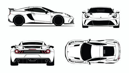 Obraz premium Modern supercar side profile in halftone digital pattern