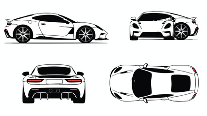 Obraz premium Modern sports car side profile in halftone dot matrix style