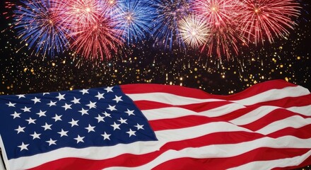 American flag with fireworks display patriotic celebration