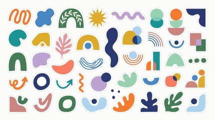 Fototapeta premium Colorful abstract shapes and symbols.