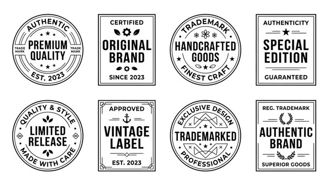 Vintage label and trademark stamps.