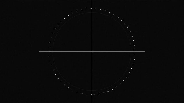 Modern film countdown leader from 10 to 1. It features a clean white font inside a dotted circular target, Include Alpha Channel