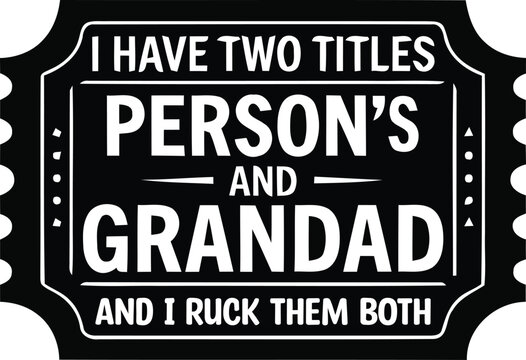 Old man with black hat wearing person and grandad text bold typography vector