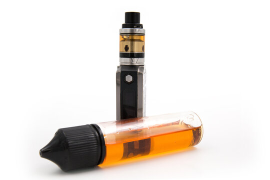 Electronic cigarette, Vaping device and liquid on white