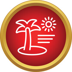 Fototapeta premium Simple flat line icon of a palm tree on an island with a sun