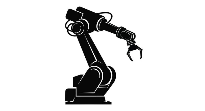 Industrial robotic arm black silhouette