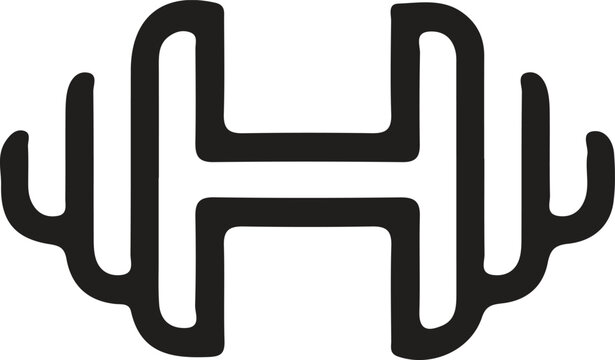 Letter h shaped like a dumbbell gym fitness icon
