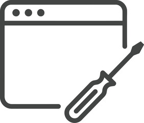 Fototapeta premium Website development icon with screwdriver for coding and maintenance