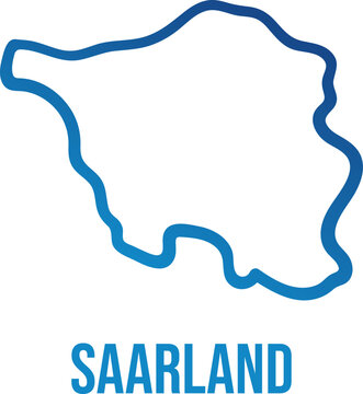 Saarland State Simplified Map Outline, Germany, Minimal Blue Gradient Vector, Isolated on Transparent Background
