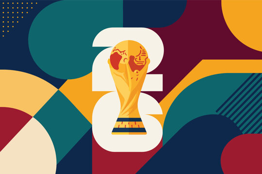 2026 Football Championship Trophy Abstract Geometric Background Vector Illustration