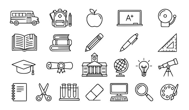 Education and classroom line icon set back to school editable vector illustration