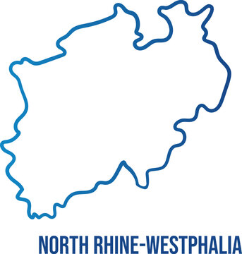 North Rhine-Westphalia State Simplified Map Outline, Germany, Minimal Blue Gradient Vector, Isolated on Transparent Background