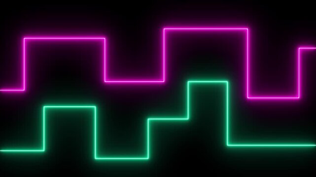 Abstract looped animation light glowing line Abstract background web neon box pattern LED screens projection technology
