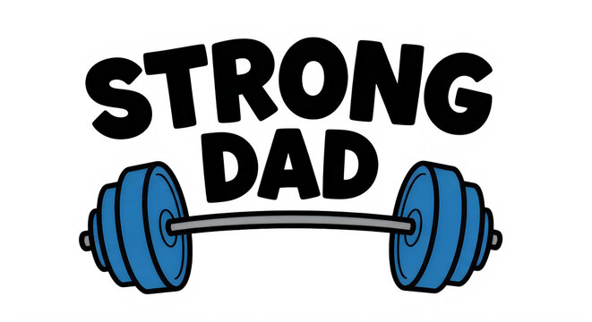 Strong dad typography with barbells father's day gift design isolated on transparent background