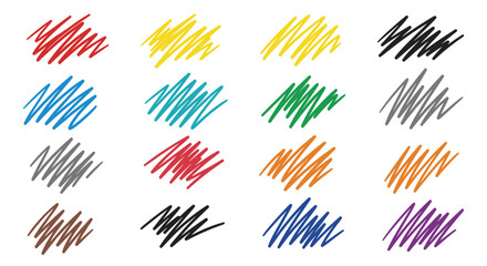 Fototapeta premium Collection of colorful scribbles and doodles on a white background
