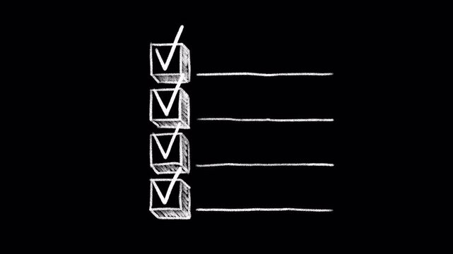 White chalk checklist template with volumetric square bullet points