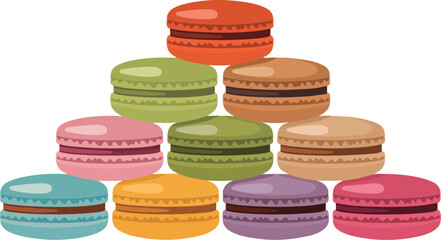 Fototapeta premium Colorful Macaron Stack Illustration – French Dessert Vector Collection